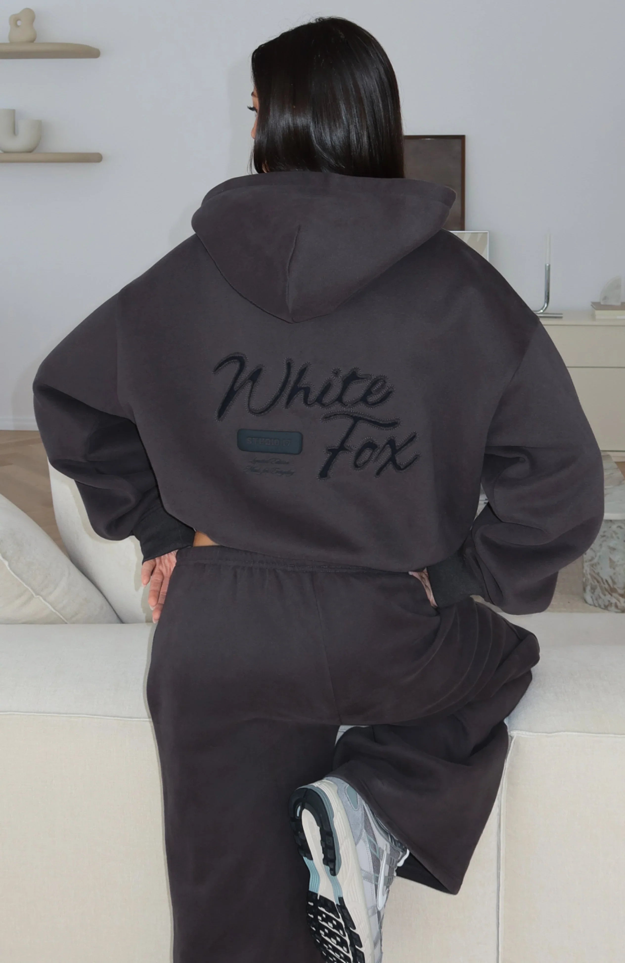 Studio 17 Willa Boxy Zip Front Hoodie Charcoal