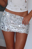 Midnight Lover Sequin Mini Skirt Silver