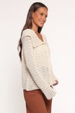 Lyra Large Collar Cardigan White