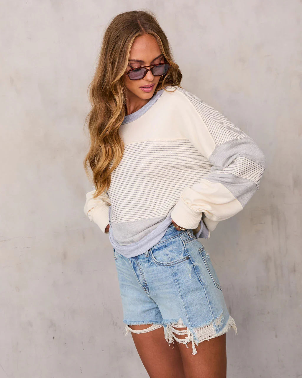 Kimberlie Striped Colorblock Pullover Top