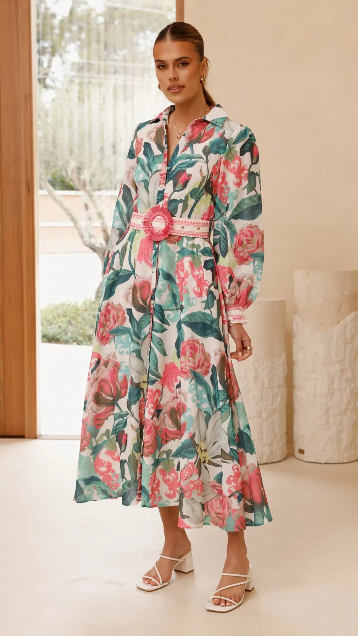 Aida Long Sleeve Maxi Dress Spritz Pink