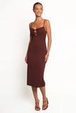 Ashy Midi Dress Brown