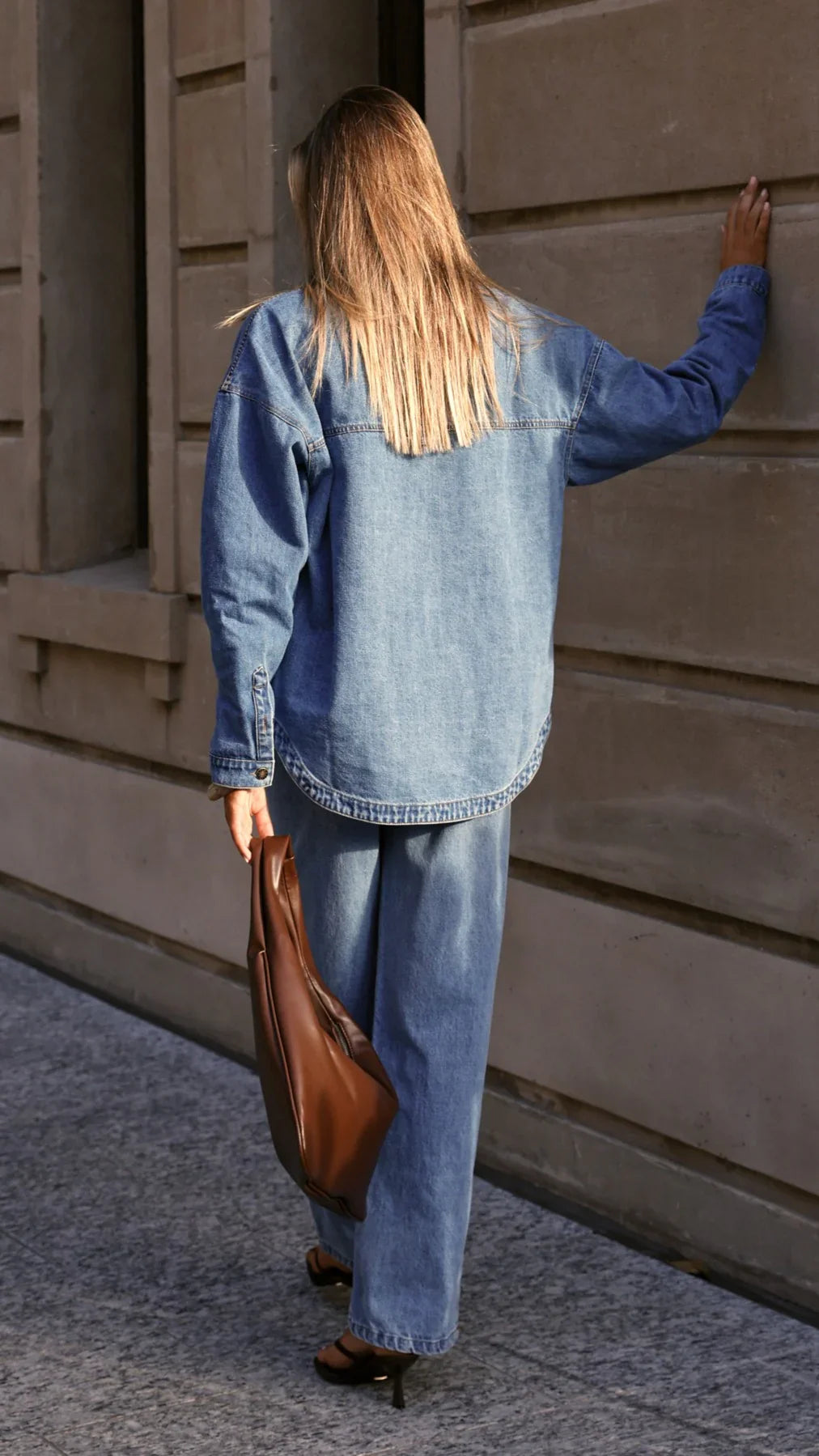Zaeli Denim Oversized Shirt Mid Blue