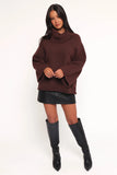 Bindy Cowlneck Knit Sweater Brown