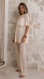 Zabby Sequin Oversized T Shirt Beige