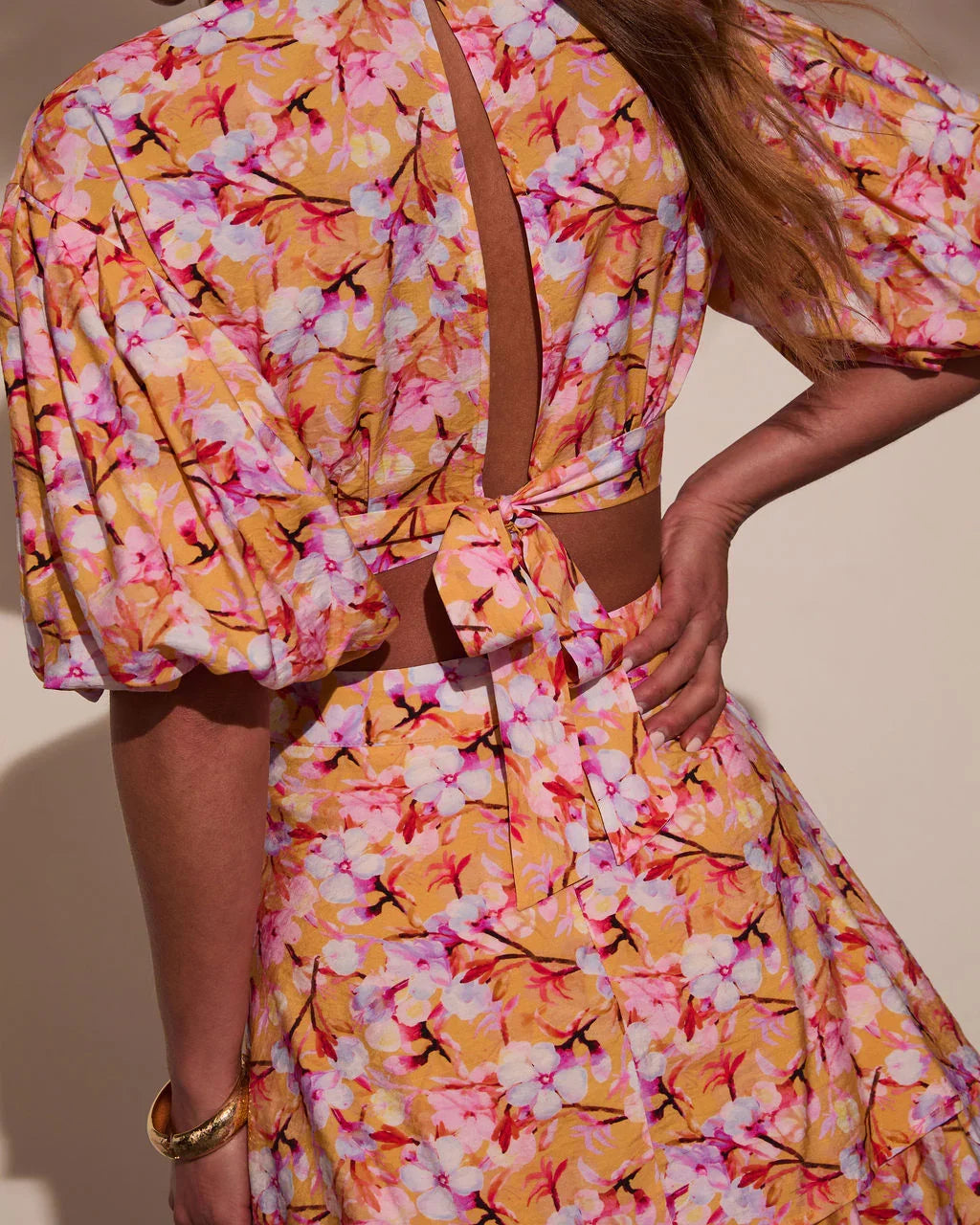 Nomadic Charm Floral Cut Out Mini Dress