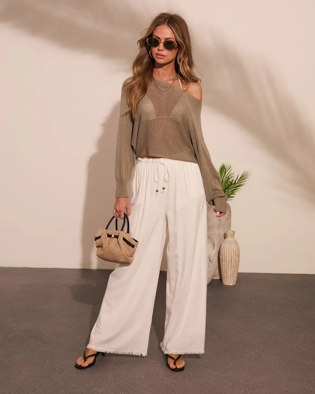 Dekota Open Knit Boat Neckline Top