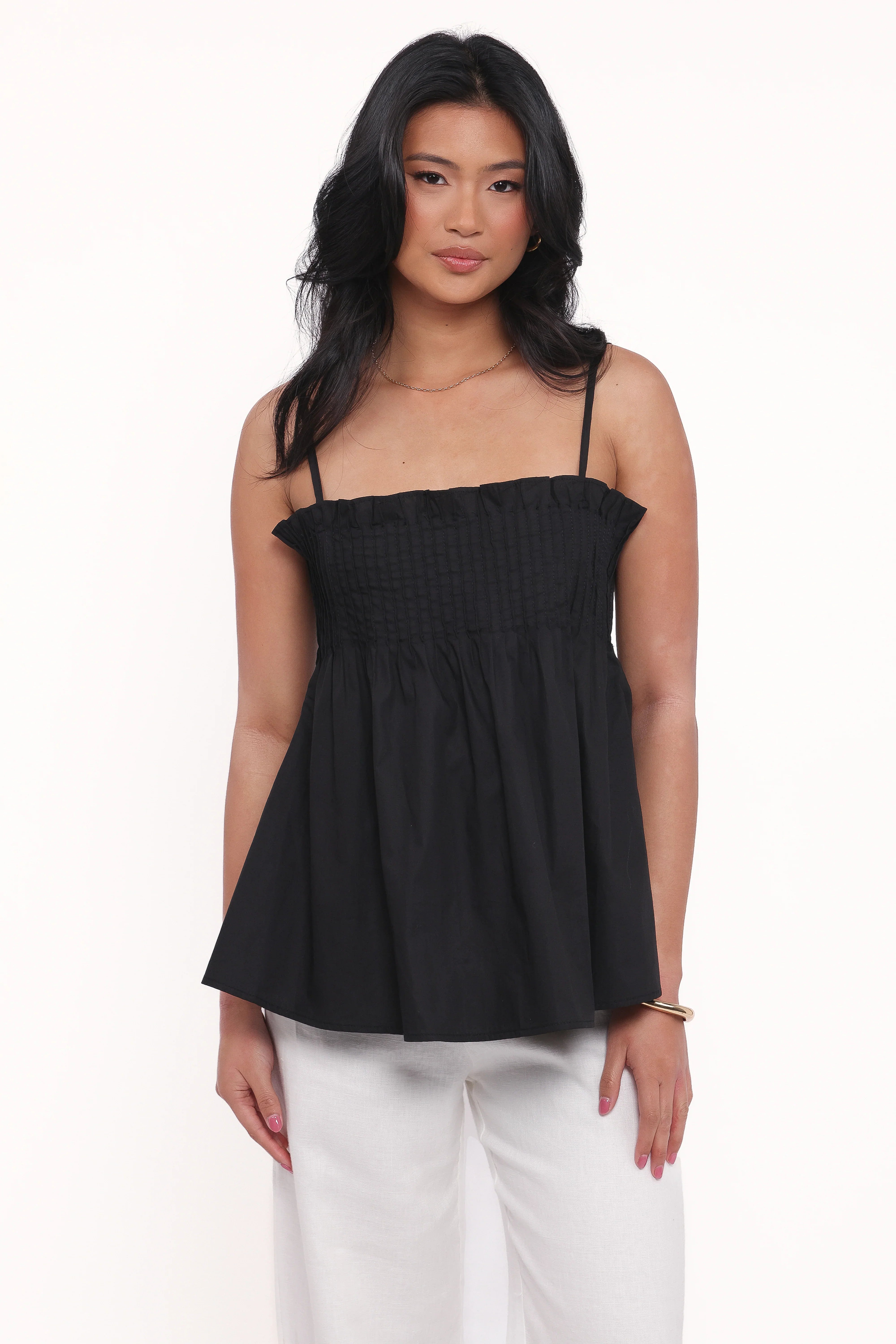 Carson Pleated Top Black