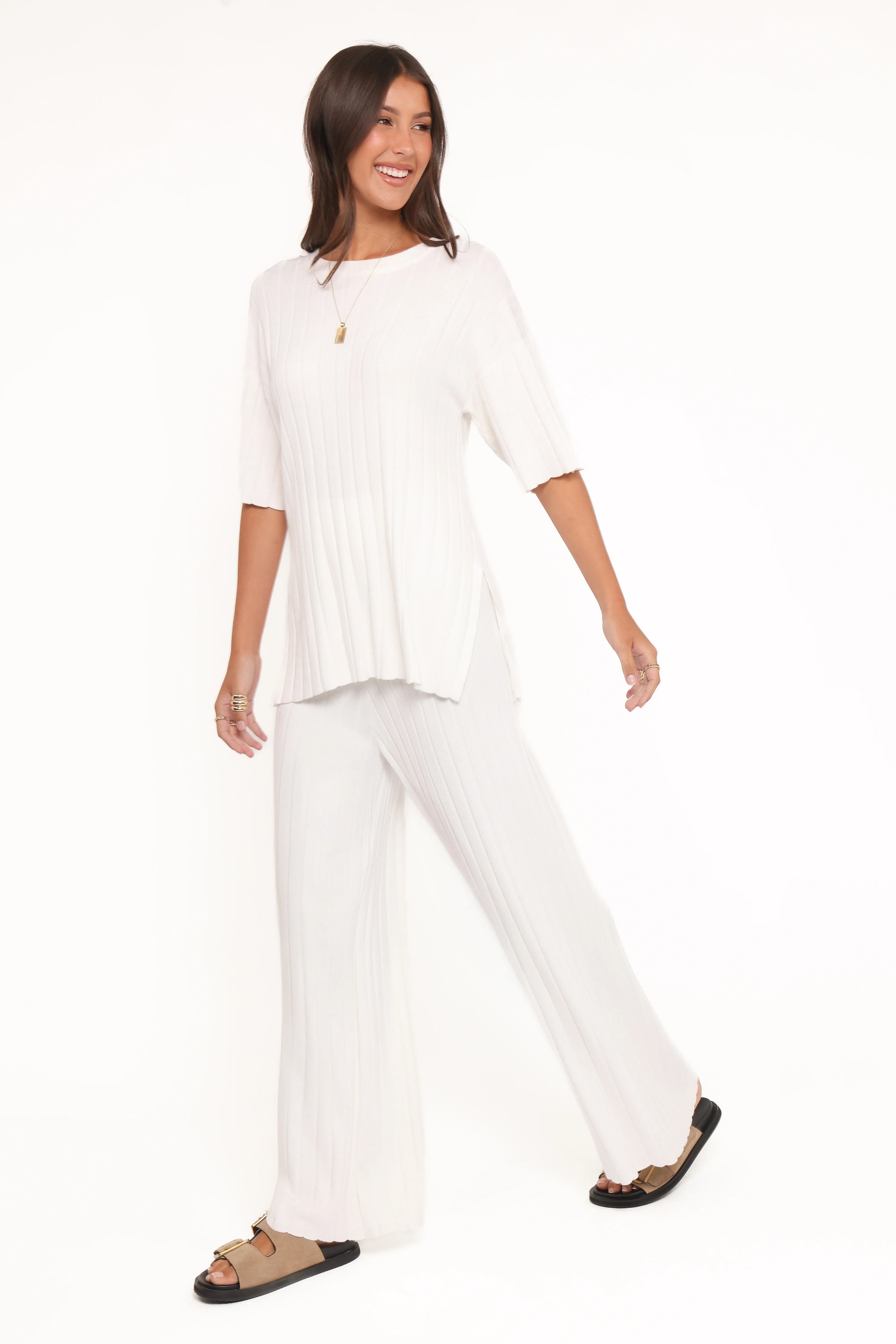 Alix Ribbed Knit Set Cream