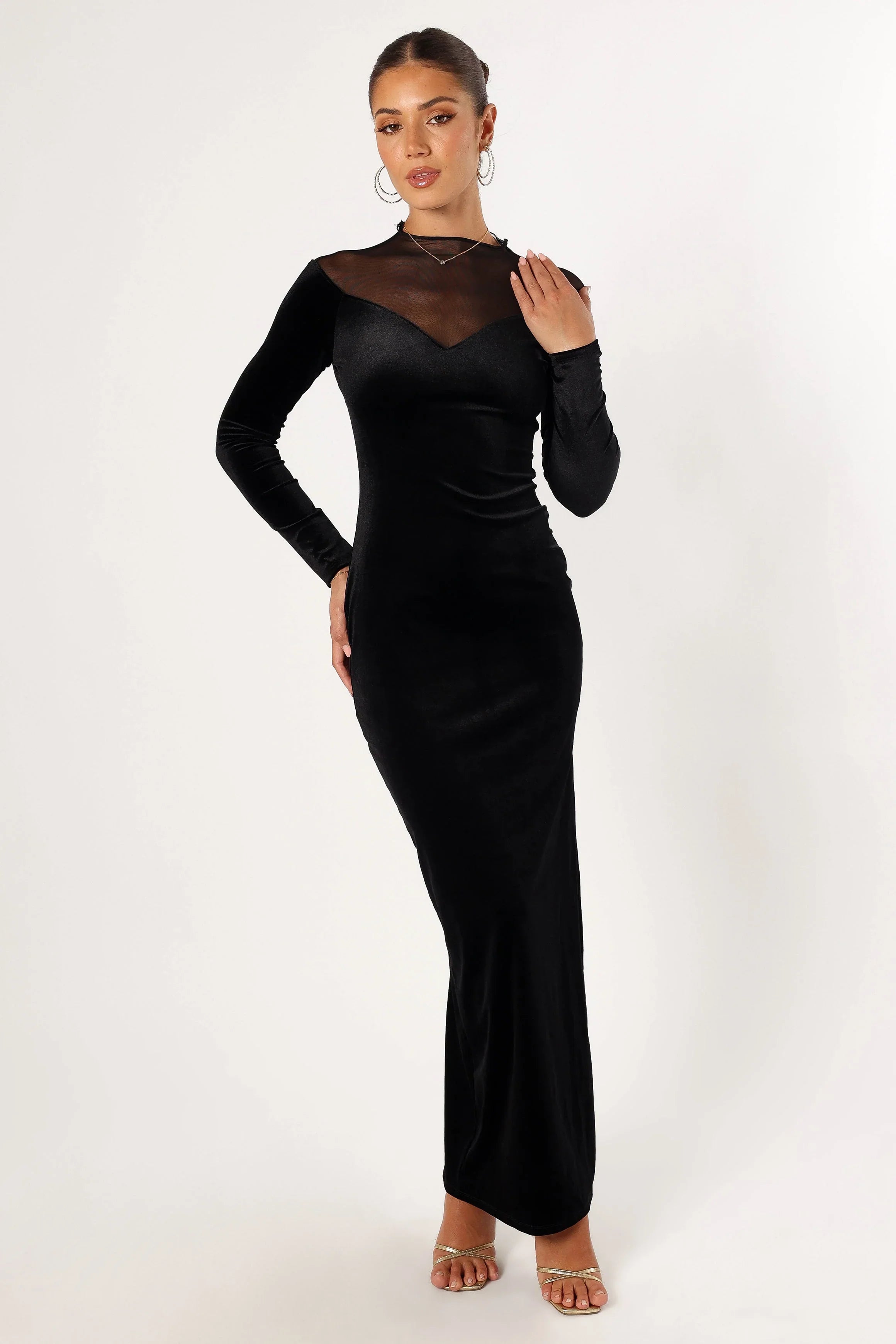 Jessica Long Sleeve Maxi Dress Black
