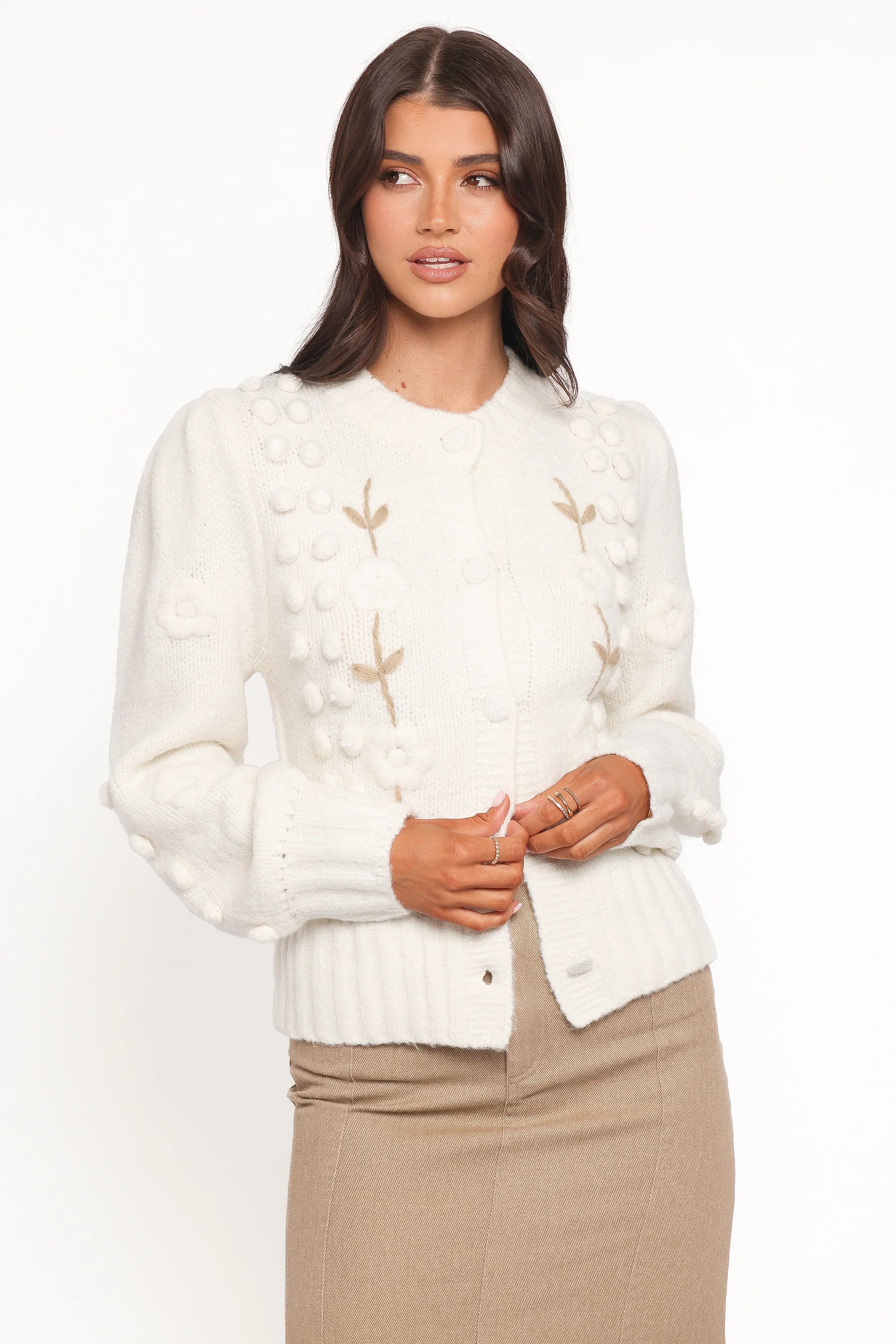 Cleo Floral Cardigan Cream