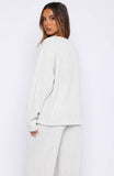 Leave Me Out Of It Waffle Oversized Long Sleeve Tee Grey Marle