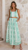 Jasmine Maxi Skirt Green Aztec