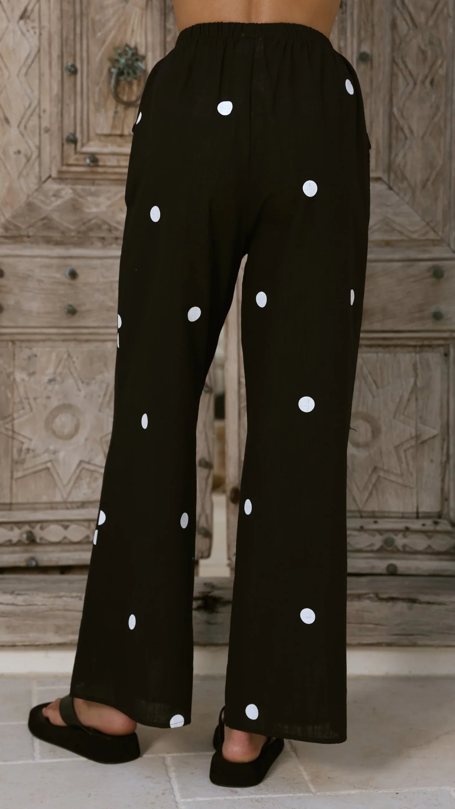 Kailani Strapless Top and Pants Set Black White Polka