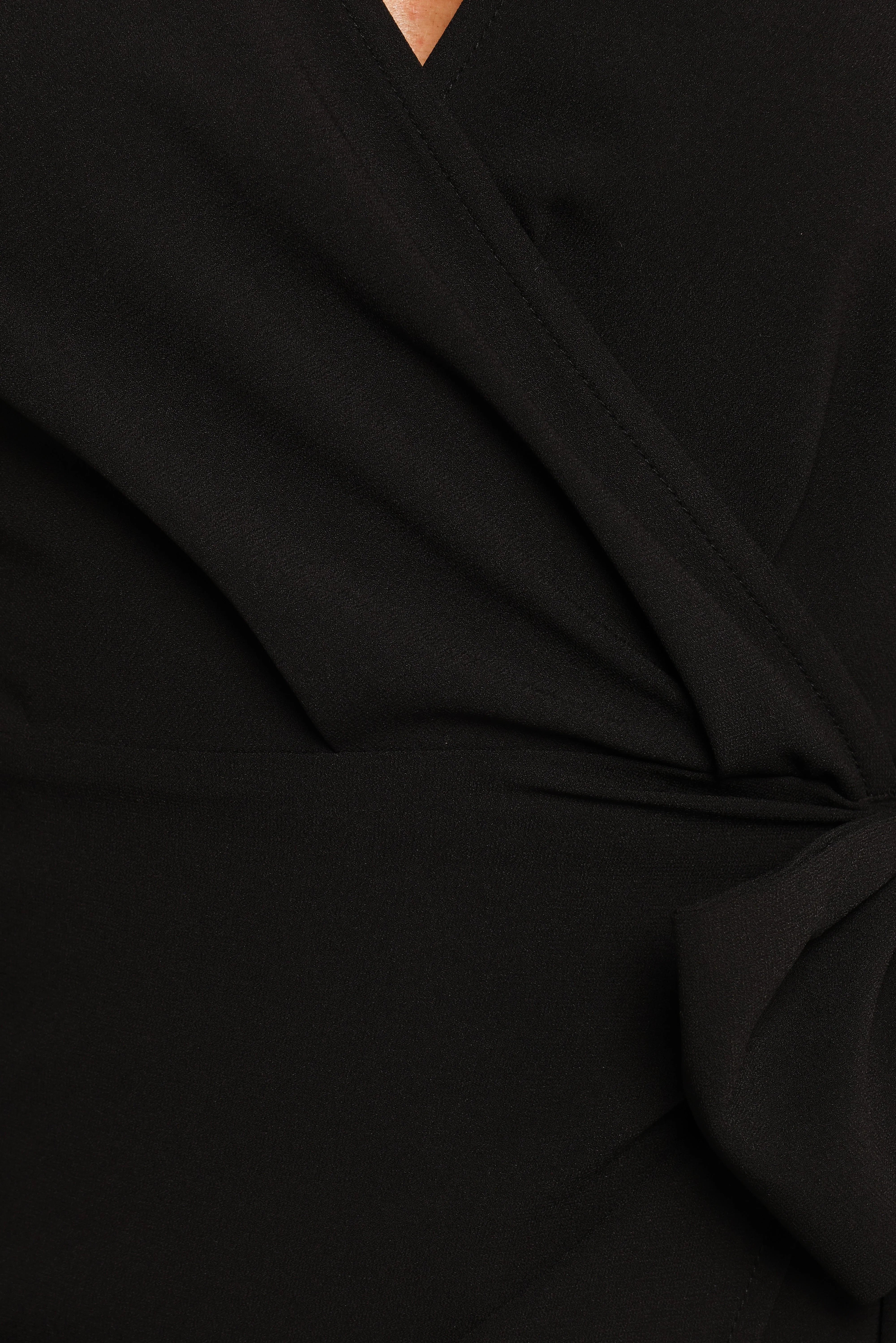 Lilian Long Sleeve Wrap Mini Dress Black
