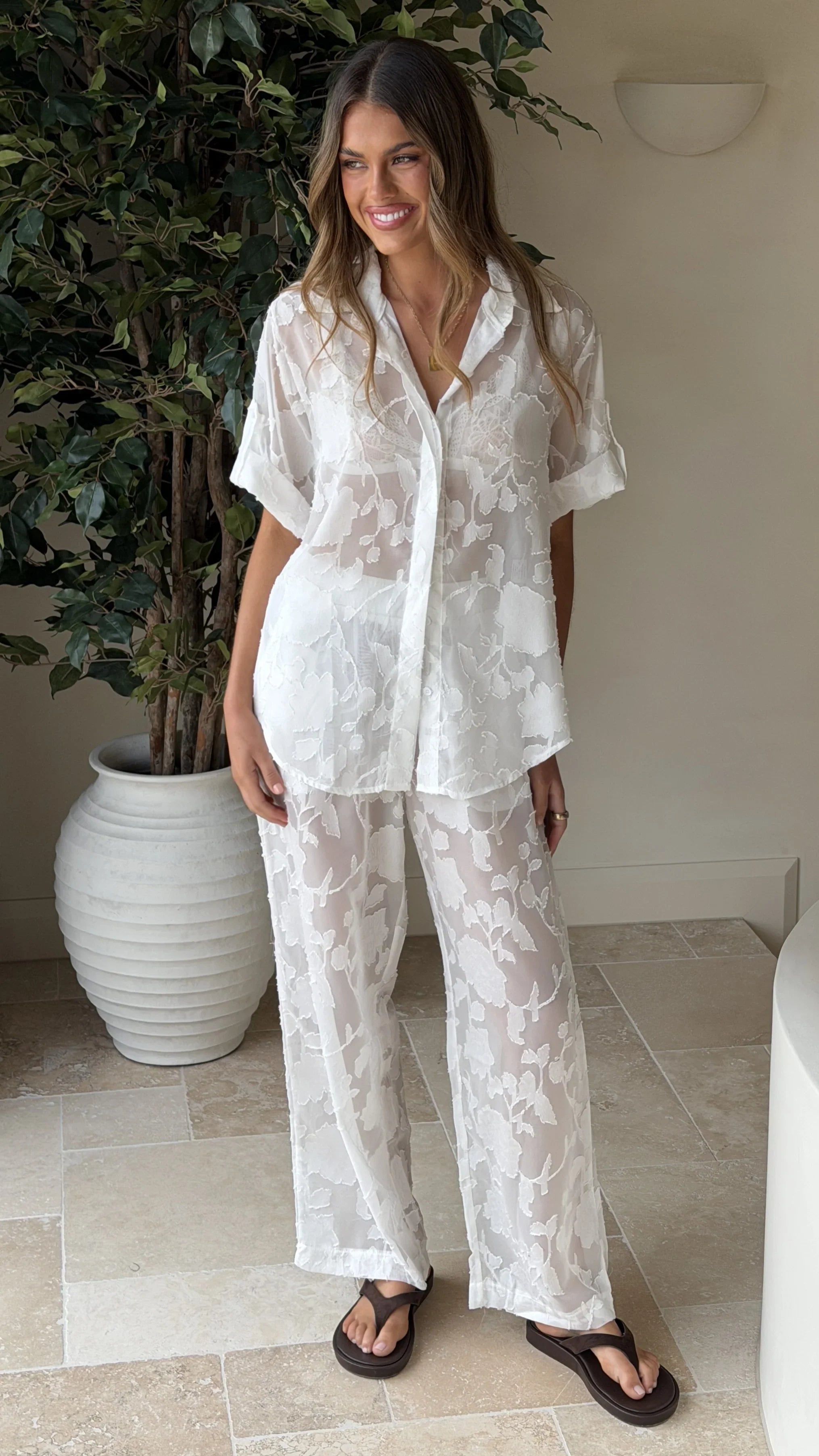 Mollie Lace Pants White