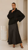 Darina Bias Cut Maxi Skirt Black