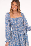 Aine Midi Dress Blue Floral