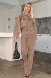 Something To Prove High Rise Straight Leg Jeans Tan Wash