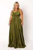 Naira Pleated Maxi Dress Palm Green