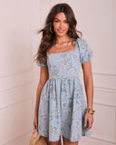 Petal Ease Floral Puff Sleeve Mini Dress