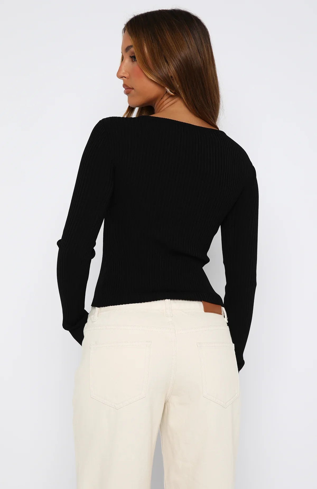 Notice Me Long Sleeve Top Black