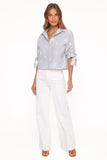 Floriana Tie Sleeve Shirt Blue Stripe