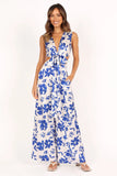 Lulu Wrap Front Jumpsuit Blue Floral