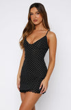 Good Luck Babe Mini Dress Black White Polka Dot