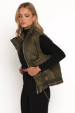 Haven Zip Front Puff Vest Olive
