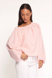 Zion Off Shoulder Long Sleeve Top Pale Pink