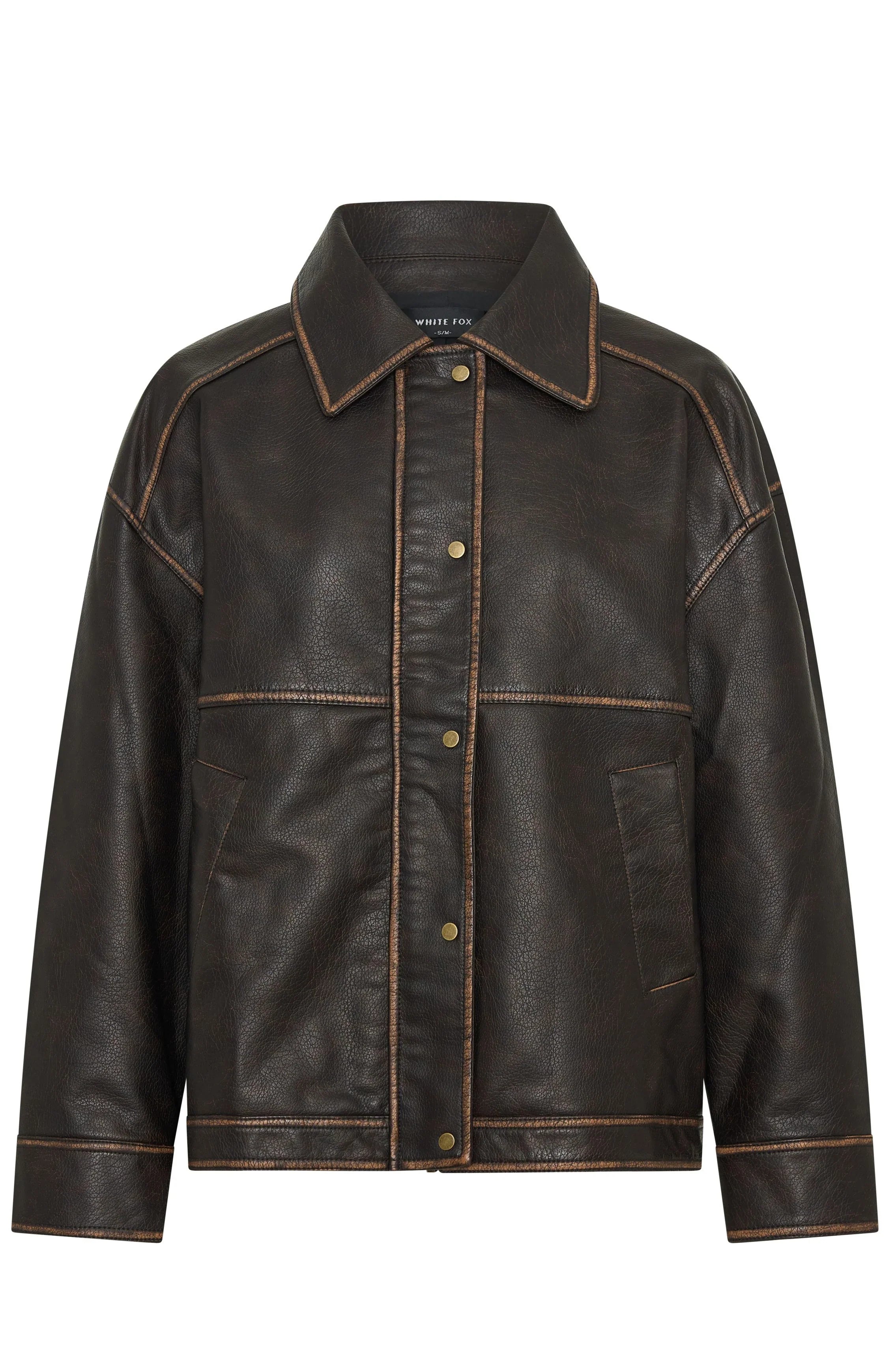 A London Girl PU Jacket Washed Chocolate