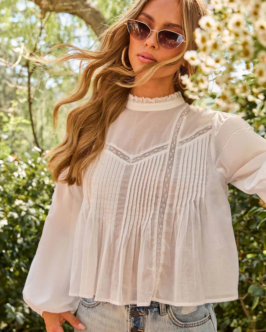 Whispery Edit Pleated Cotton Top
