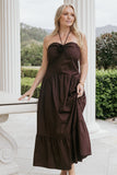 Soleila Halter Maxi Dress Chocolate
