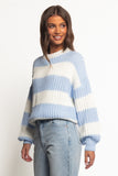Courtney Thick Stripe Knit Sweater Blue Cream