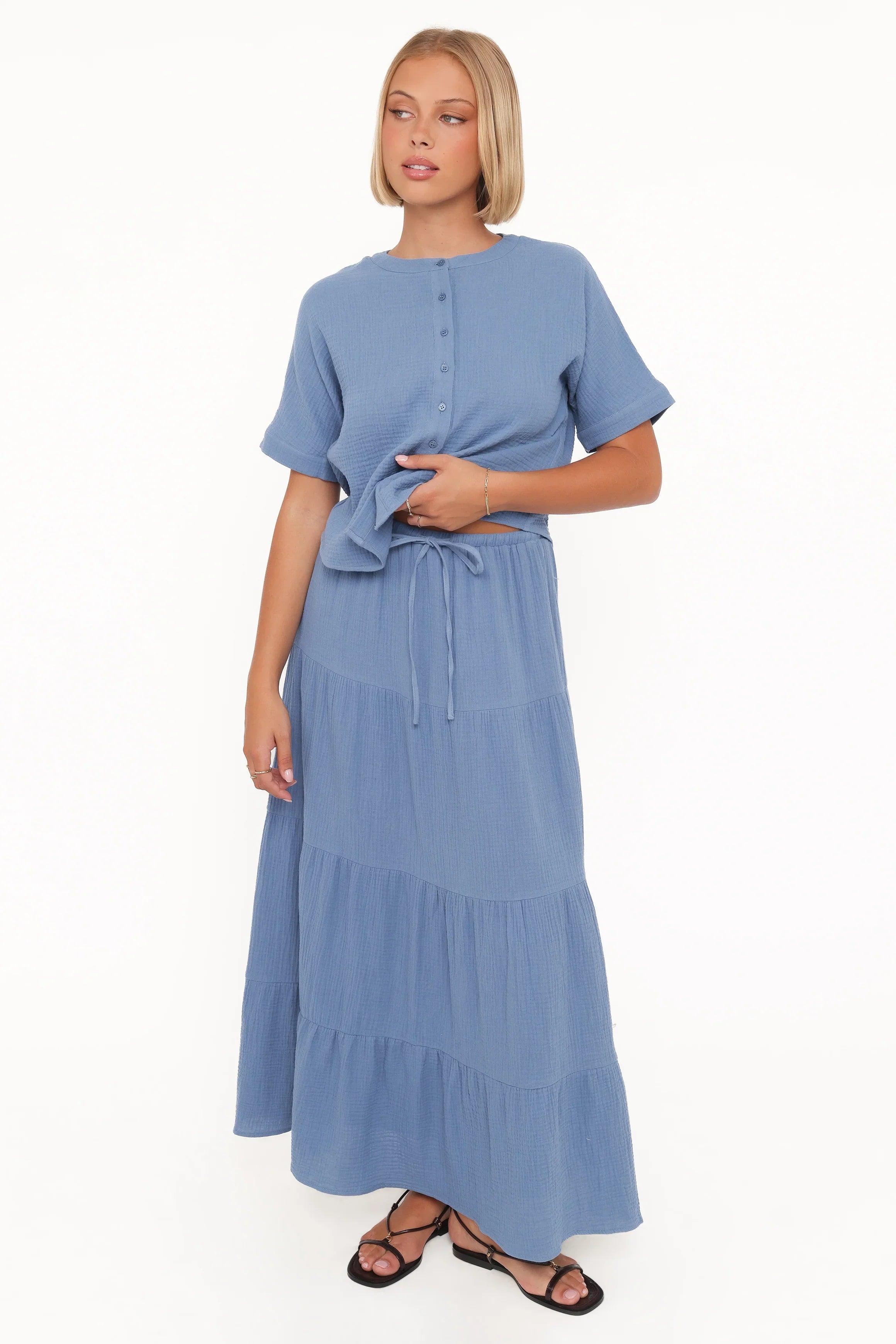 Sophia Skirt Set Denim Blue