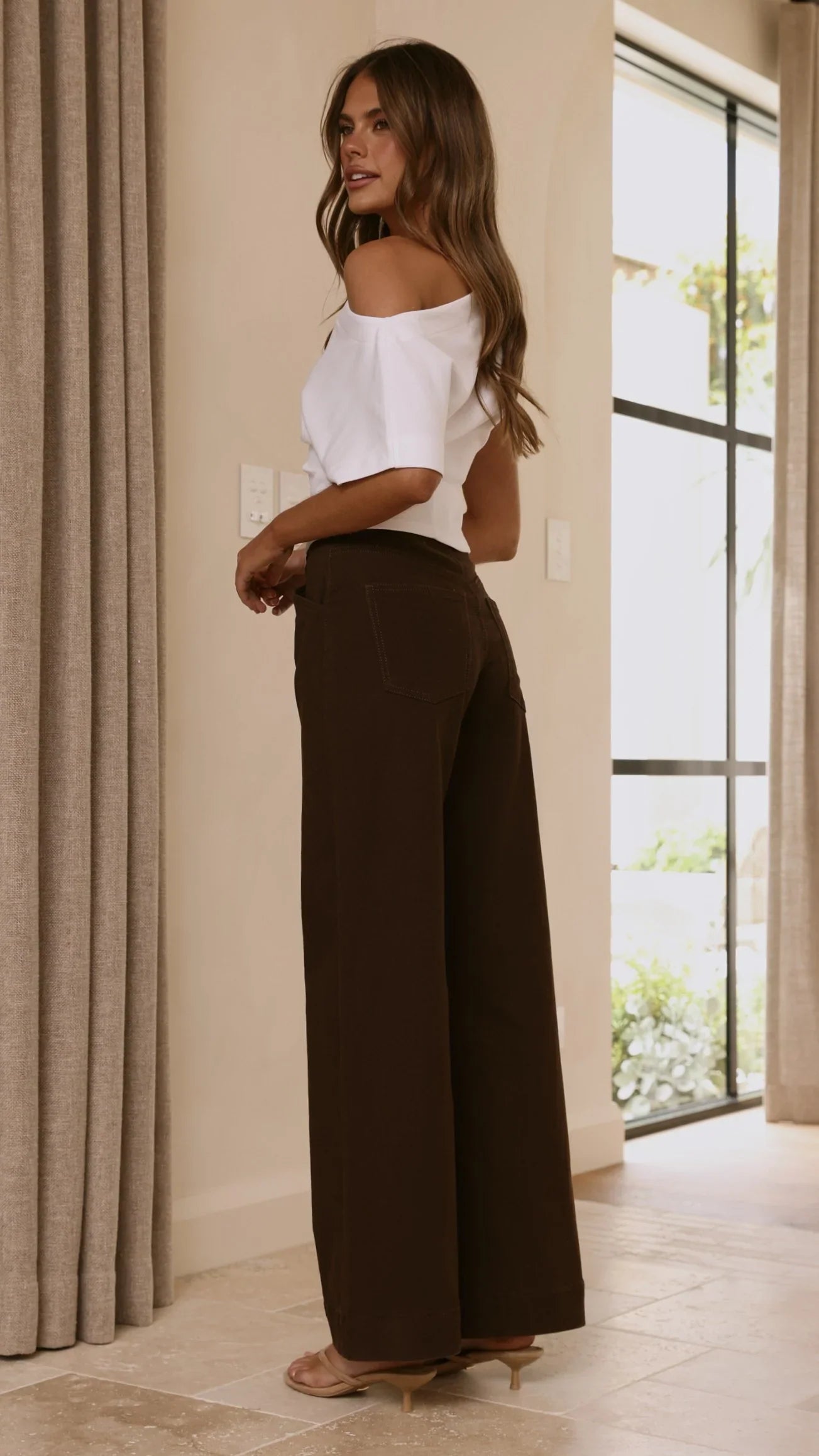 Zandra Wide Leg Jeans Chocolate
