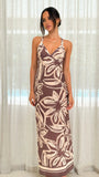 Briana Halter Maxi Dress Chocolate Floral