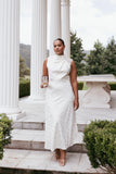 Anabelle Halter Neck Lace Maxi Dress White