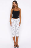 Day For It Capri Pants White Black Polka Dot