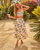 Sea Drift Tropical Print Cotton Maxi Skirt