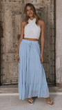 Cartier Tiered Maxi Skirt Blue