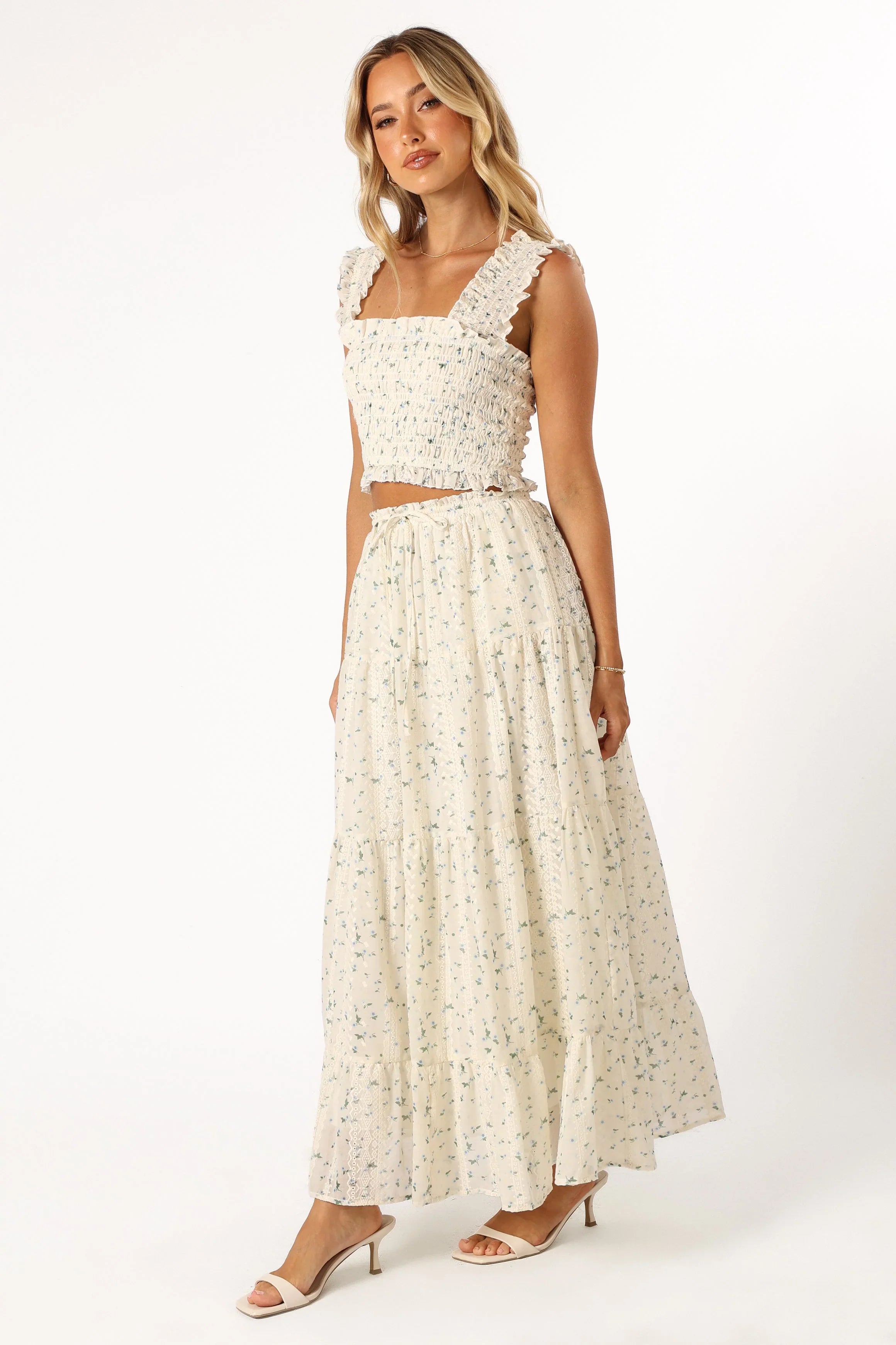 Amberlyn Maxi Skirt Blue Floral