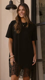 Avei Lace T Shirt Mini Dress Black
