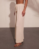 Leelie Drawstring Scrunch Knit Wide Leg Pants