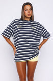 Verano Sixteen Viola Oversized Tee Navy Stripe
