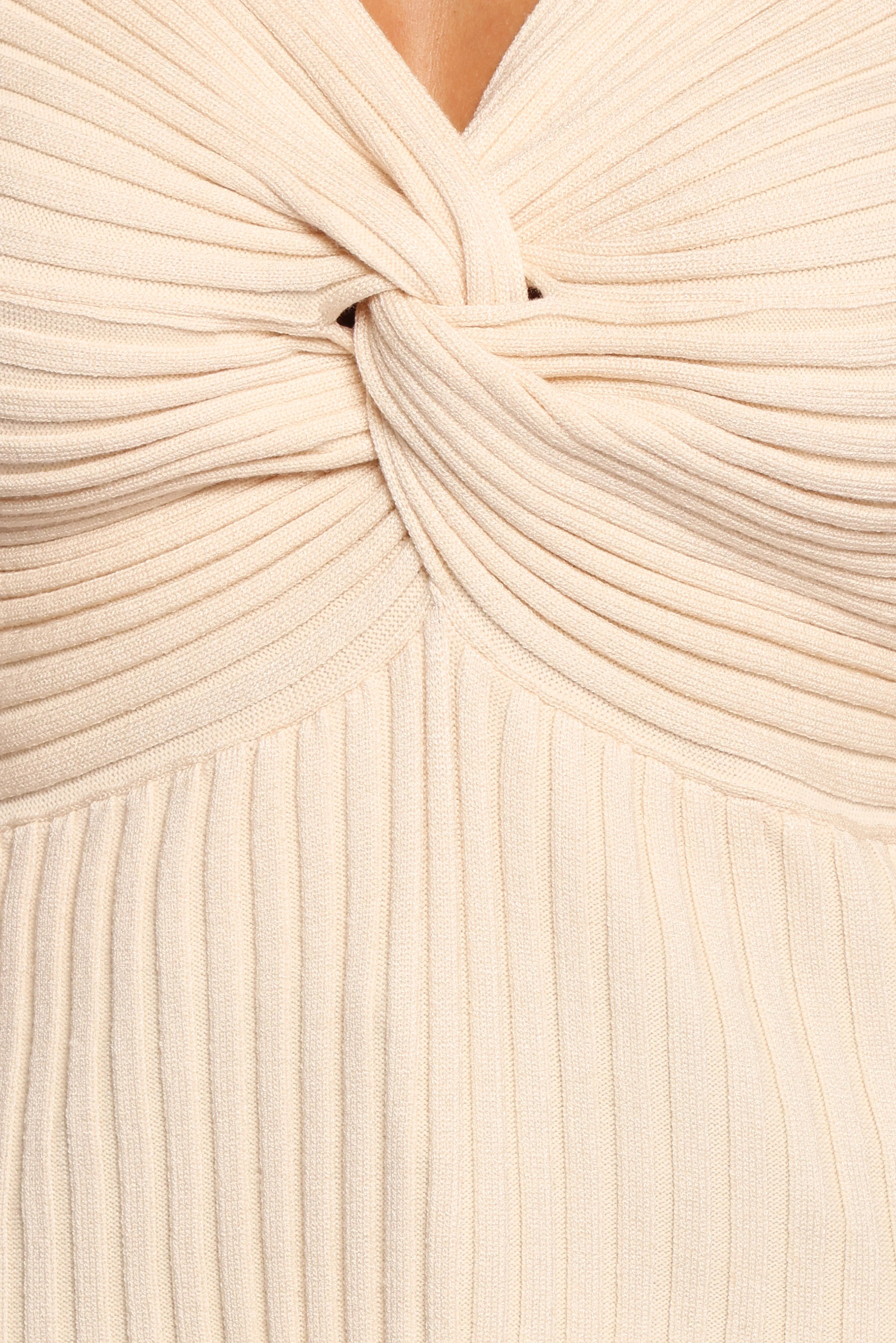 Demi Twist Detail Knit Top Cream