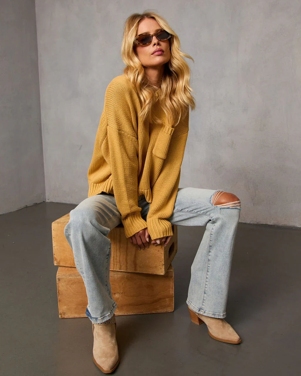Bilos Relaxed Ribbed Knit Sweater