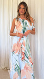 Oasis One Shoulder Jumpsuit Blue Peach Floral