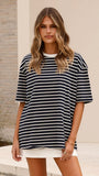 Jeto Oversized Tee Navy White